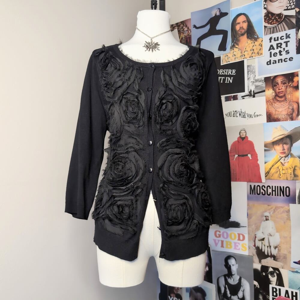 Black Rose Applique Cardigan Gothic